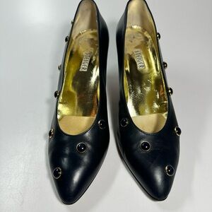 Walter Steiger Black Heels with Gold Accents